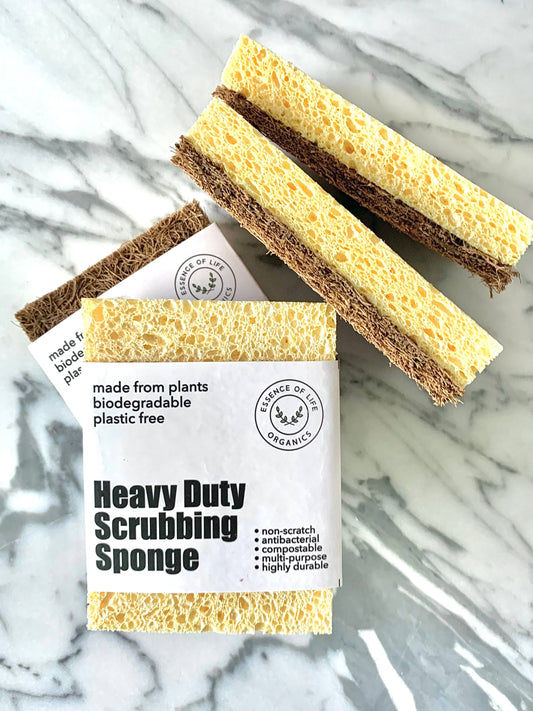 Essence of Life Organics - 100% Plant-Based Heavy Duty Scrubbing Sponge